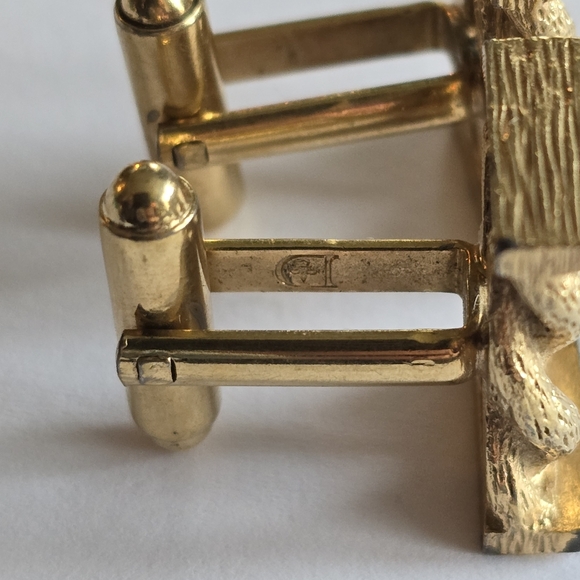 Vintage Twist cufflinks gold tone cuff links rectangular men jewelry - Picture 7 of 10